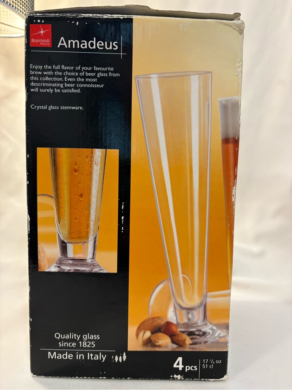 Set of 4–box set of Amadeus Pilsner glasses